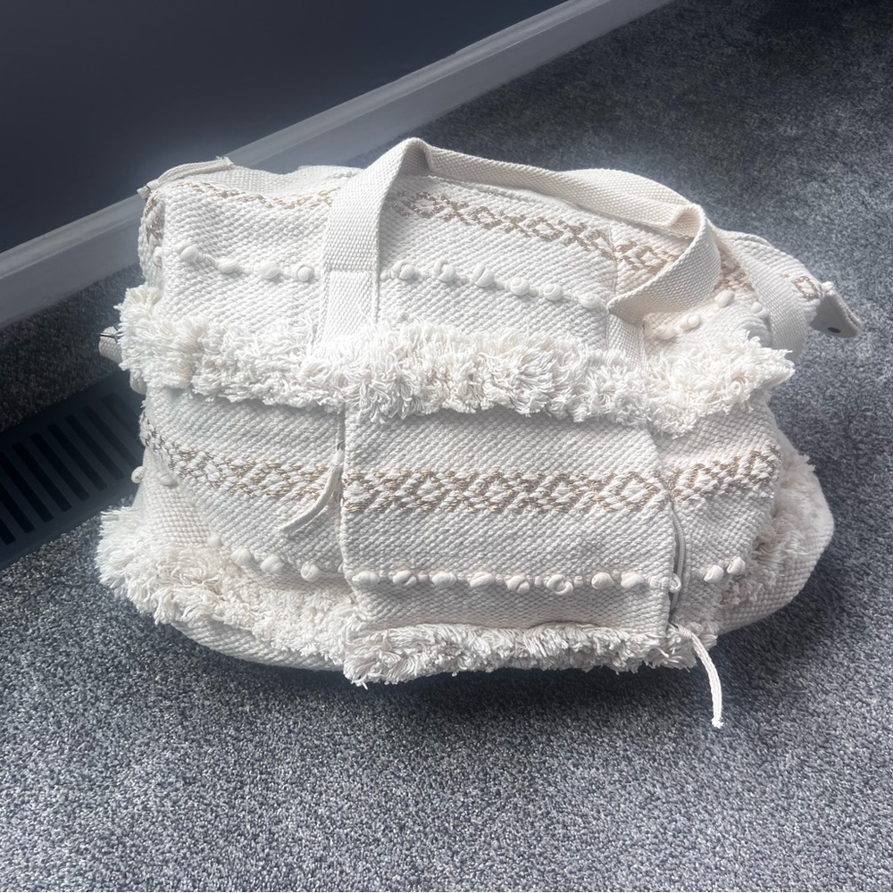 Elegant Cream Textured Women's Bag